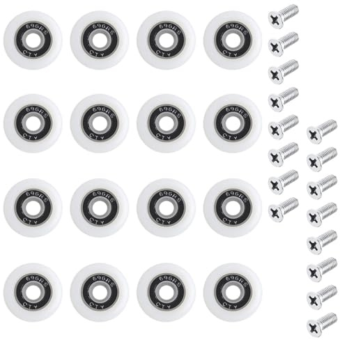 Leliafleury Lot de 16 roulettes de porte de douche de 24 mm pour porte de douche, poulie pour cabine de douche, porte en verre de salle de bain