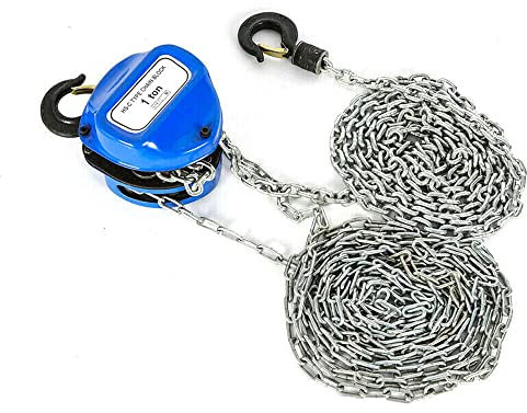 Palan à chaîne professionnel de 1000 kg/1 T, palan à chaîne professionnel, hauteur de levage de 4 m, grue manuelle avec crochet pivotant à 360°.