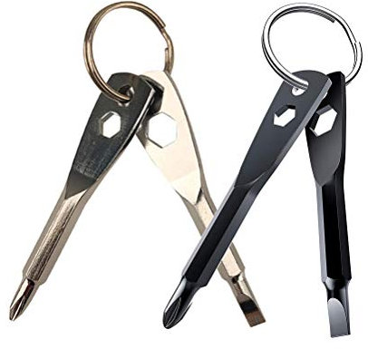 2-teiliges 4-in-1-Mini-Innensechskantschlüssel-Schraubendreher-Werkzeugset den Außenbereich, Flachkopf und Kreuzkopf in den Farben Schwarz und Silber (Silber schwarz)