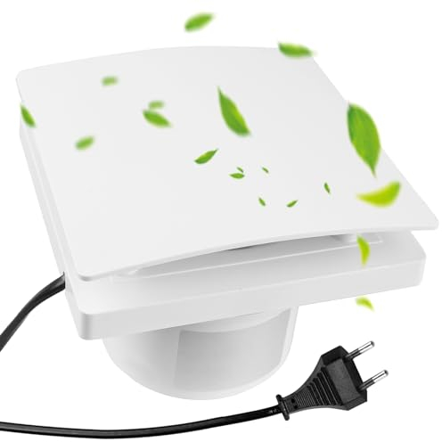 BAIFULAI Ventilador de baño Ø100 mm, con válvula antirretorno, ventilador de tubo, ventilador de baño, ventilador extractor con enchufe europeo 95 m³/h, 12 W/34 dB, ventilador de pared para baño,