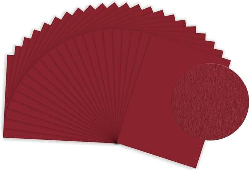 Sumico Bastelkarton DIN A3 50 Bogen I Bastelpapier 220g/m² I dickes Ton-Papier zum Basteln & Malen I Bastel-Pappe umweltfreundlich verpackt I Tonkarton (Dunkelrot)