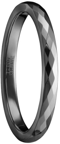 083BASE Ringe Damen/Herren Silber 2mm breit Kuppelform und Comfort Fit Design Stein Unisex Wolfram Ringe für