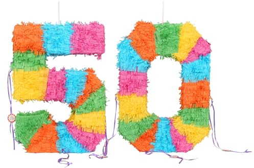 Fax Potato 50. Geburtstag Ausklappbare Piñata mit Augenbinde - Mehrfarbig - 1x Füllen Sie Ihr Eigenes Mexikaner Kinder Mädchen Jungs Geburtstagsfeier Parteien Spiels Dekorationen Bausatz