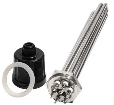 AUPERS 1 1/2 BSP/DN40 All 304SUS Tubular Immersion Heater With Grounding Screw 220V/380V Heating Element For Water/Oil Reality(380V,3KW 190mm 304SUS)