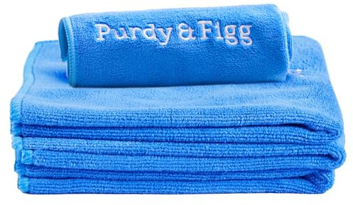 Purdy & Figg | Microfiber Cleaning Cloth| Super Soft, Streak-Free Multipurpose Polishing Cloth| Lint-Free, Scratch-Resistant, Super Absorbent & Reusable | Home & Kitchen | Pack of 3 | Blue