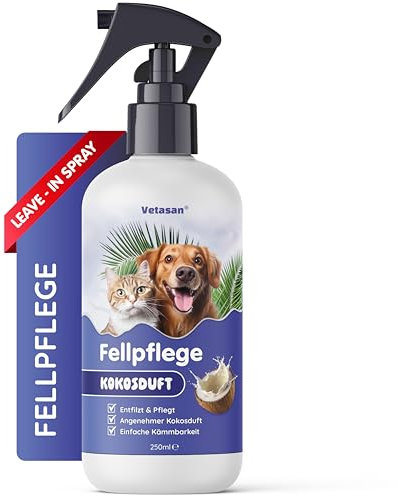 Vetasan Fellpflege Hunde & Katzen 250ml Entfilzungsspray I Langhaar Fell Spray Anti Filz zum Verfilzungen entfernen I Hundeparfüm/Hund Deo gegen Geruch