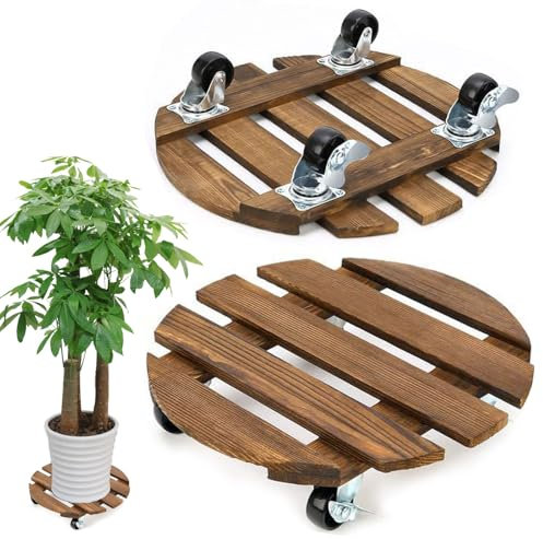 BOUFEIDA Porte Plante a roulettes, Lot de 2 Support Plante Roulette 30x30cm, Supports de Pots de Fleurs à roulettes, Plateau a Roulette Capacité de 100KG, Plateau Roulant pour Extérieur à Intérieur