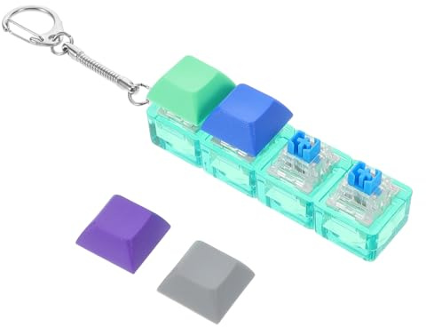 TOYANDONA Keyboard Keychain with Mechanical Switch and Crisp Sound Transparent 4-Button Key Cap Fidget Toy Multipurpose Portable Key Holder for Everyday Use
