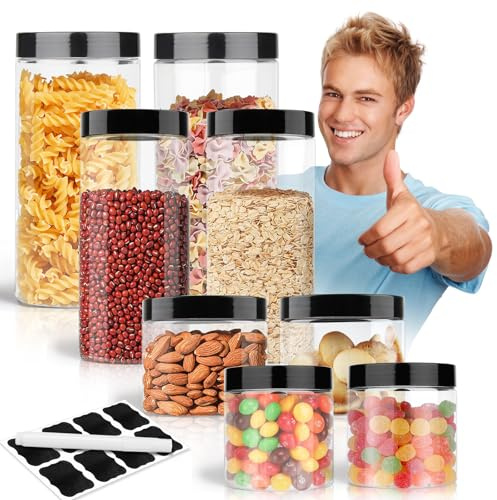 8 Vorratsbehälter Müslibar Küche (0.2L+0.4L+0.5L+1L) BPA Free Aufbewahrung & Organisation Smart Store Boxen Vakuumboxen Lebensmittel Plätzchenglas Für Teedose Cornflakes Dosenaufbewahrung Kakaodose