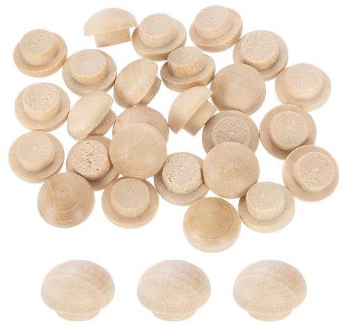 QUARKZMAN 36 Stück Holzstopfen, 8mm/0,31 Flachkopf Hartholz Lochstopfen Abdeckkappen Holzstecker für Möbel Holzarbeiten Handwerk Dekor (12mm x 8mm)