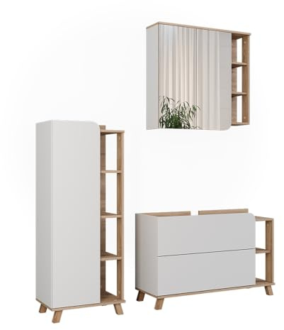 Vicco Badmöbel-Set Karen, Sonoma/Weiß, 100 cm