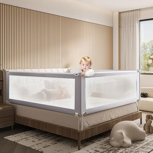 autozen Bettschutzgitter 180 cm, Einziehbares Bettgitter für Kinder von 0–10 Jahren, Babybettgitter für Kinderbetten, Elternbetten und alle Massivholzbetten (Nur 1 Stück)