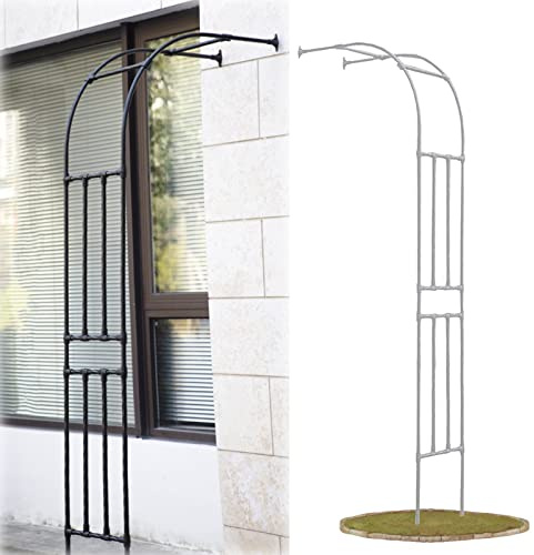 Arche de jardin d'extérieur en métal pour plantes grimpantes - Résistante aux intempéries - Support de treillis de mariage - Robuste - 238,8 cm - Design demi-côté - 2,4 x 2,4 m - Arche carrée