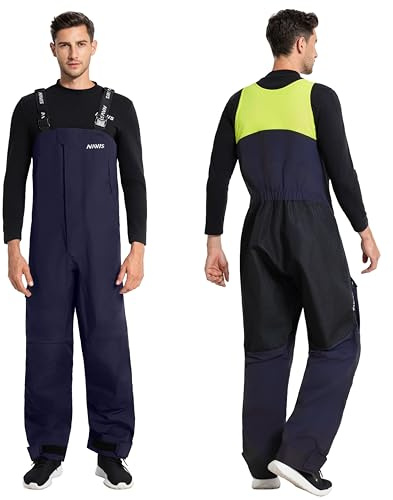 Navis Marine Segelhose Herren wasserdichte - Arbeitshose mit Hohem Bund, Verstärkten Knien & Verstellbaren Trägern für Segeln, Angeln & Outdoor NS-347 (Navy,3XL)