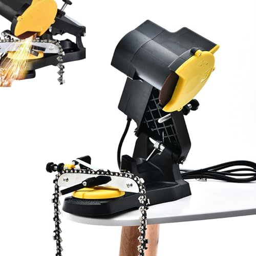 Universal Chainsaw Sharpener with 10 Grinding Discs, Adjustable 0-35 Angle & Depth, for Efficient Chain Saw Maintenance