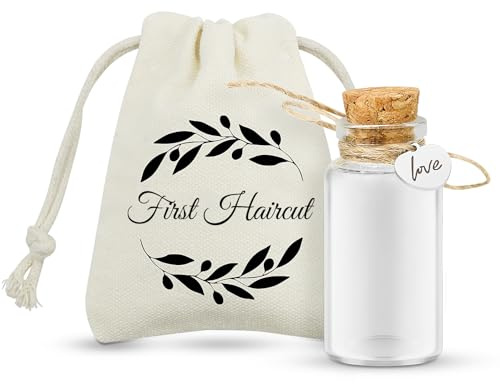Bottiglia in Vetro con Tappo in Sughero per Primo Taglio di Capelli del Bambino, Contenitore Commemorativo, Regalo Battesimo e Baby Shower (love)
