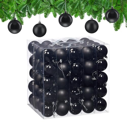 Relaxdays Weihnachtskugeln 100er Set, Weihnachtsdeko, matt & glänzend, Christbaumkugel ∅ 6 cm | matt & glänzend, Christbaumkugel ∅ 6 cm, Weihnachtsdeko