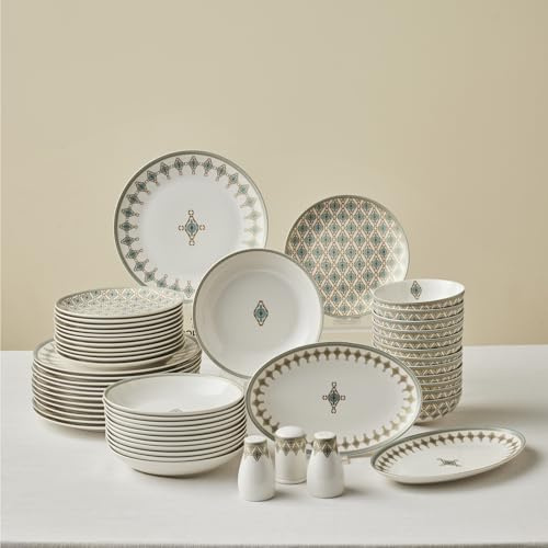 Karaca Forever Bone China Dorothy, 53-Piece Dinner Set for 12 People, Gold