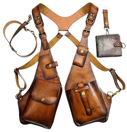 Leder Schulter Holster Tasche, Verstellbarer Schultergurt, Retro Unterarm Holster Pouch Tasche, Universelles vertikales Pistolenholster, Anti-Diebstahl-Holster für Outdoor-Reisen