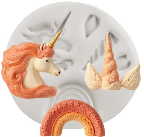 Sijiangmold Unicorns Silicone Mould Unicorn Horn Ears Fondant Moulds | Rainbow Mould Cake Decoration Cupcake Topper Candy Chocolate Gum Paste Polymer Clay