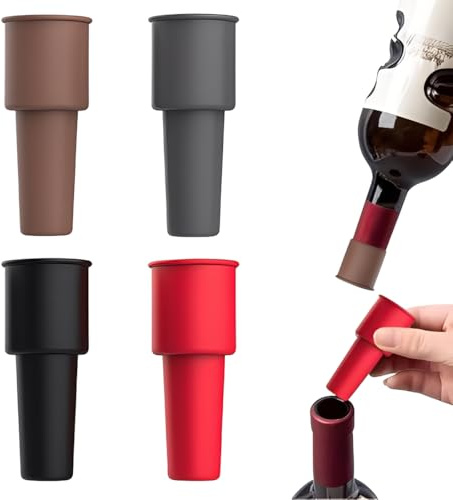 YUPZAR 4 Piezas Tapón Reutilizable para Botellas de Vino espumoso, Tapones de Silicona para Botellas de Vino, para Cerveza, champán, Uso doméstico, Multicolor