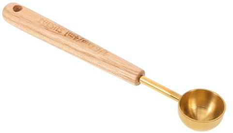 TOYANDONA Cuchara Medidora de Leche y Café Acero Inoxidable con Mango de Madera Diseño Compacto y Ligero Cucharilla para Cocina y Repostería