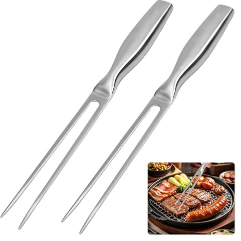 Meat Fork, 2 Pcs Stainless Steel Carving Fork for Meat, Stainless Steel Meats Fork Carving, Suitable for Slicing and All Types of Meats, Dishwasher Safe