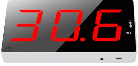 Naroote Misuratore di Decibel, Misuratore di Rumore per Montaggio a Parete con Schermo LCD da 3 Pollici con Allarme Acustico e Luci Lampeggianti, Ideale per Aula, Studio, Casa e Ufficio