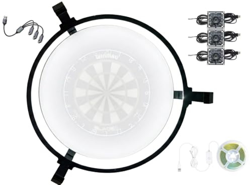 Autodarts Komplett-Set – Automatisches Dart-Zählsystem inkl. Kameraring, 3X USB-Kameras & LED-Beleuchtung – Kompatibel mit Winmau Blade & gängigen Dartboards