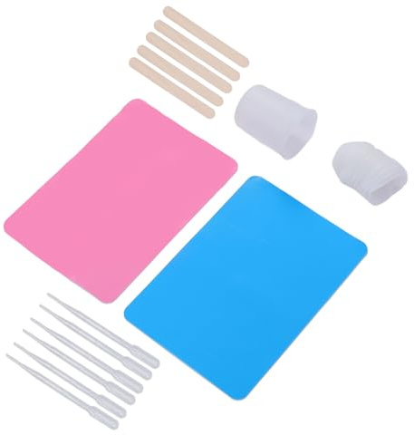 Qcwwy Kit Misurini in Resina Siliconica da 100 Ml 10 Misurini per Miscelazione Resina 2 Tappetini in Silicone 5 Bastoncini di Legno 5 Pipette da 3 Ml con Gradazioni Accurate per