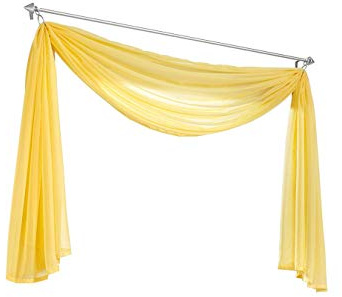 Yaland Voile Bogenvorhang Uni Querbehang HxB 300x140cm Gelb 1 Stück