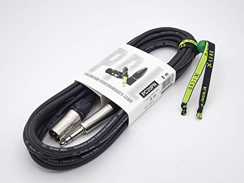 X-LEAD PC20PN050BK serie PLATINUM, Cavo bilanciato professionale di alta qualità, XLR maschio/Jack Stereo - connettori NEUTRIK - (5 m, nero) - MADE IN ITALY by INCO Italy