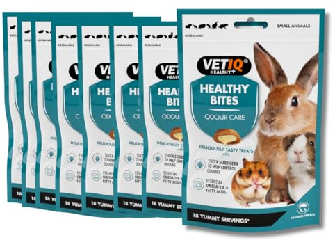 VETIIQ Healthy Bites Odour Care Treats Small Animal 30g Helps Control Cage Odours with Essential Omega-3 & 6 fatty acids - Pack of 8