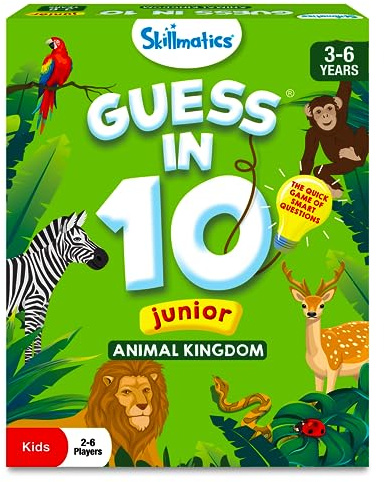 Skillmatics Guess in 10 - Animal Kingdom, Card Game for Preschool Kids, Girls & Boys, Fun Travel Game & Gifts for Ages 3, 4, 5, 6