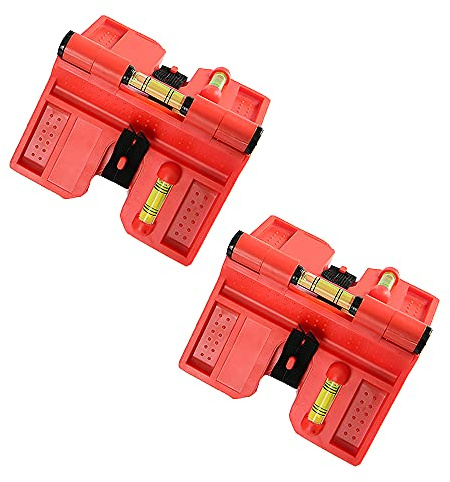 Magnetische Pfostenwaage Werkzeug, Faltbare Horizontale Vertikale Wasserwaage, Tasche Einstellbarer Winkel Holzbearbeitung Wasserwaage, Rot, 2 Stück