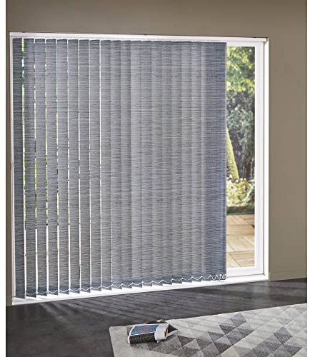MADECOSTORE Lot de 5 lamelles Verticales 89mm rayées pour Store californien - Gris et Noir - L8,9 x H260cm
