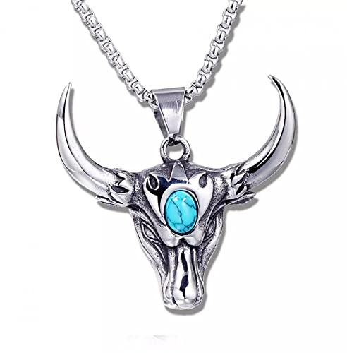 Halskette Vintage Stier Halskette Anhänger für Herrenmode Anhänger Stierkopf Sternzeichen Stier Halskette Schmuck Männer Kette Geschenk Weihnachts-Halloween-Gastgeschenke