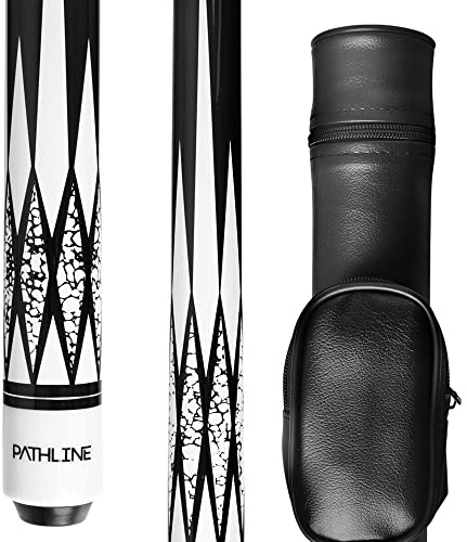 Pathline PLN Billardqueue-Set, 147,3 cm, kanadischer Ahorn, Billardstock und Hartschalenkoffer (Weiß, 567 g)