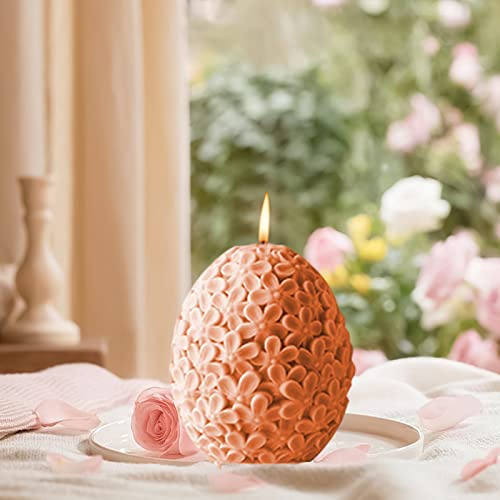 3D Osterei geformt Silikonform Ei Blume Ball Kerze Silikonform DIY duftende Kerze Silikonform Osterkerze Form Blume Oval Eiförmige Kerze Aromatherapie Gipsform (S)