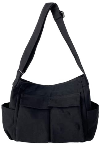 Tibroni Messenger Bag Tote Bag Canvas Tasche Damen Crossbody Bag Herren Groß Männer Umhängetasche Damen Gross mit Multi-pocket Vintage Schultertasche Kuriertasche für School Reise Arbeit Shopping