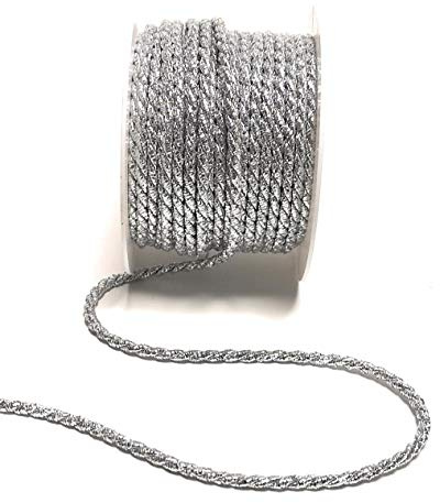 s.dekoda Kordel 15m x 4mm Silber Lurex Drehkordel Dekoband Kordelband Kordelschnur