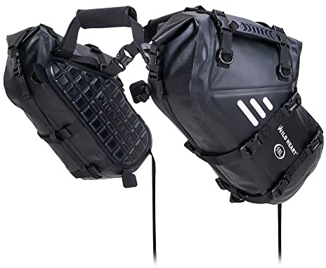 WILD HEART Motorrad Satteltaschen Wasserdicht (18L*2) Seitentasche Kompatibel mit den meisten Motorradträgern, Abenteuer、Straße、Sport(EIN Paar) (Schwarz)
