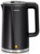 Aigostar Aubery - Wasserkocher Edelstahl 1,7 Liter, 2200W, Doppelwand Design Elektrischer Wasserkocher, 360°-Sockel, Abschaltautomatik, im modernen Design, BPA frei, Schwarz