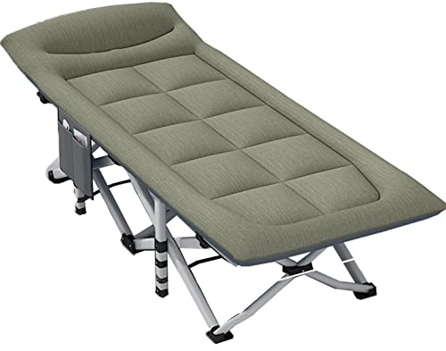 BUJOG Tragbares zusammenklappbares Campingbett, Campingbett mit Dicker Polsterung, tragbarer zusammenklappbarer Liegestuhl für den Außenbereich, Schlafbett, perfekt für Camping, Pool, Strand,E