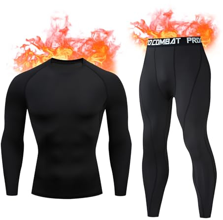 Zhiaek Set di Intimo Termico Uomo Invernale Biancheria Termica Pantaloni Traspirante Asciugatura Rapida per Sportiva Sci Allenamento Corsa Ciclismo Trekking