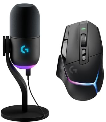 Logitech G G502 X PLUS souris gaming sans fil et Yeti GX | Micro gaming RVB dynamique, souris HERO 25K, kit micro de streaming, éclairage et audio personnalisables pour PC/Mac