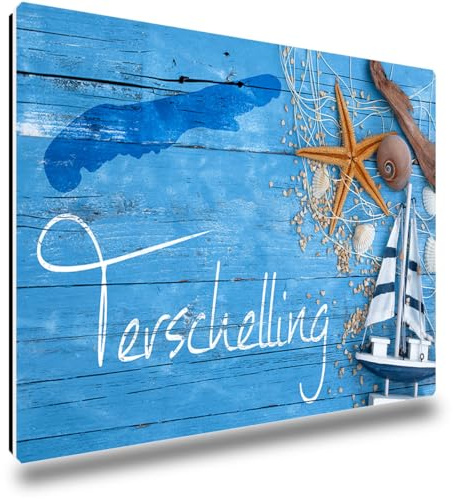 TRIOSK Kühlschrankmagnete Nordsee Magnet Insel Terschelling Spruch Souvenir Geschenk Maritim für Reiselustige Frauen Männer Nordseeliebhaber Kühlschrank stark eckig groß 85x55 mm