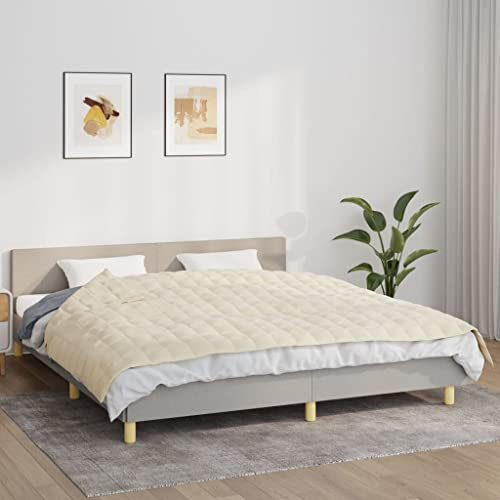Camerina Gewichtsdecke Hellcreme 155x220 cm 7 kg Stoff Classic Gewichtsdecke Anti Stress Therapiedecke,Schwere Decke für tiefen Schlaf und bessere Erholung