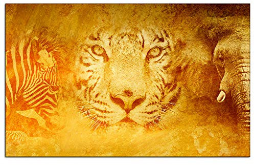 DECLINA, Modernes Dibond Bild, Druck auf Aluminium, Alurahmen, Alubild, dekoratives Bild Tiere Savane, 80 x 50 cm