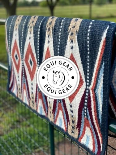 EQUIGEAR Western Show Horse Satteldecke aus neuseeländischer Wolle, Western-Design, handgefertigte Satteldecke, Wollpolster, Sensor Flex (Anpassung möglich), WZ11 (34x42)